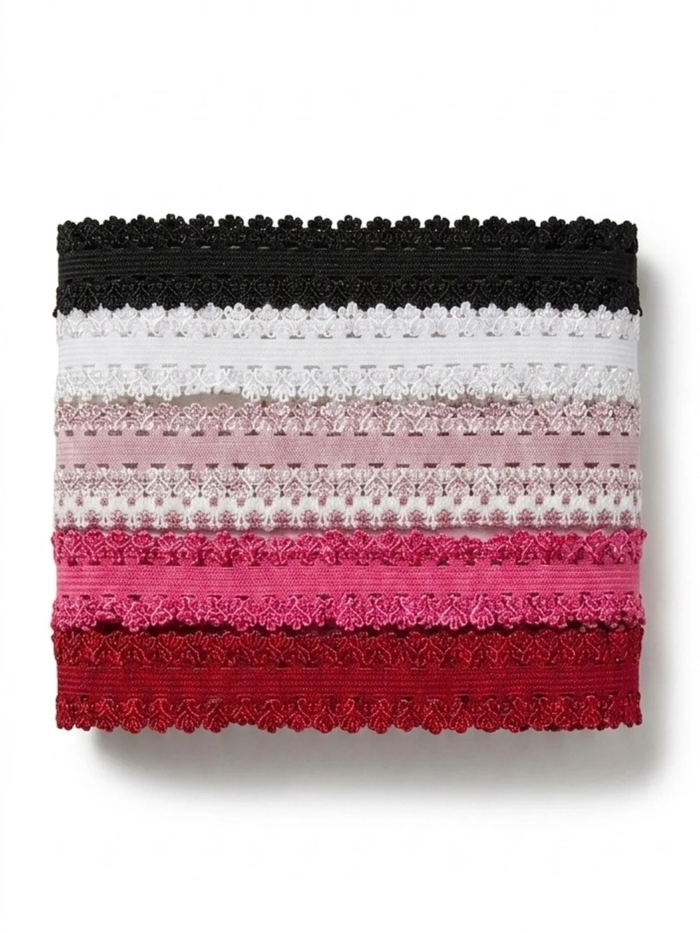 Babies Stretch Lace Headband Set 5 PC Black White Light Pink Hot Pink Red